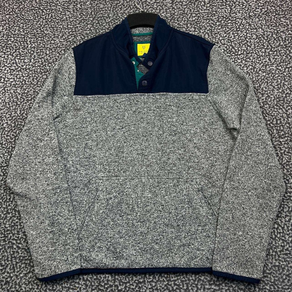 Prince & Fox Sweater‎ Men Large Gray Blue Long Sleeve Henley L